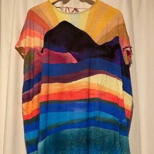 *RARE* Mara Hoffman Swim Landscape Striped Rainbow Tunic Dress
